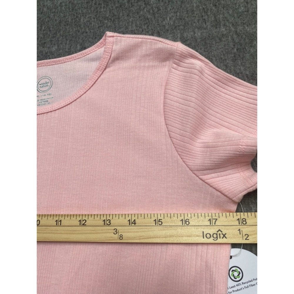Wonder Nation Girls XL 14-16 Pink Frost Ribbed Tutu Dress Iridescent Polka Dot - Picture 7 of 10